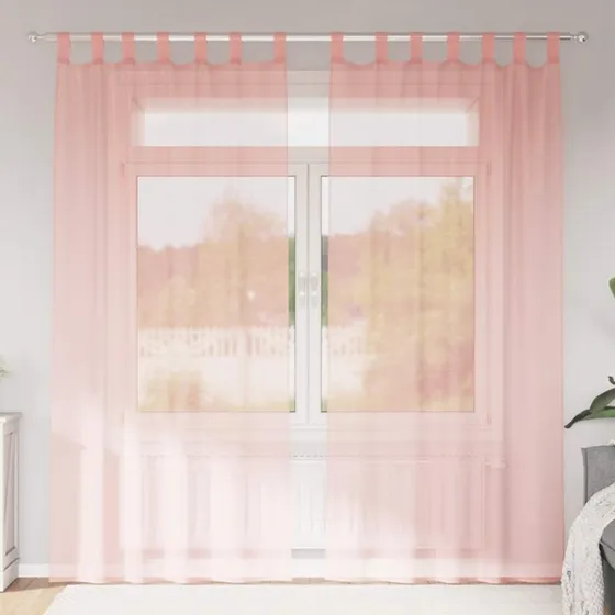 vidaXL Voile-gardiner med stanglommer 2 stk lyserød 140x225 cm