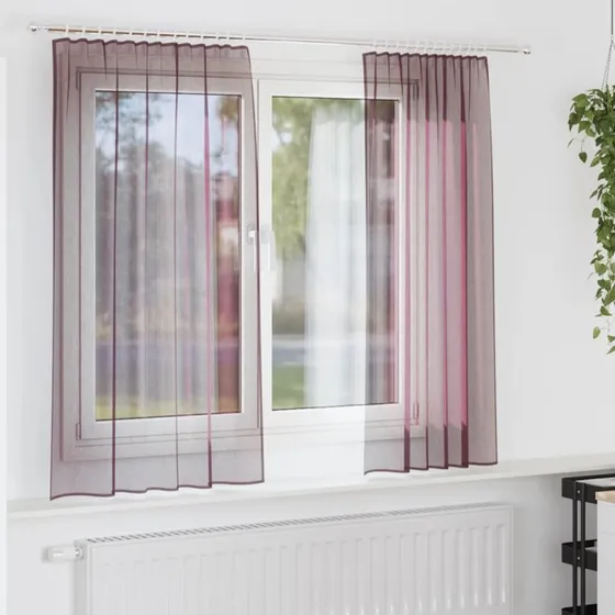 vidaXL Voile-gardiner 2 stk lilla med stanglommer