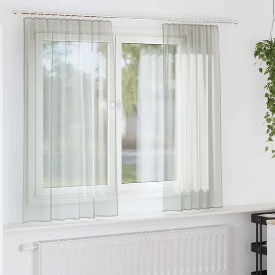 vidaXL Voile-gardiner med stanglommer 2 stk. lysegrå