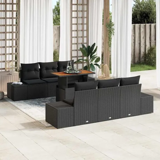 vidaXL Have Spisebordssæt 7 dels Sort og Brunt 100 x 55 x 73 cm