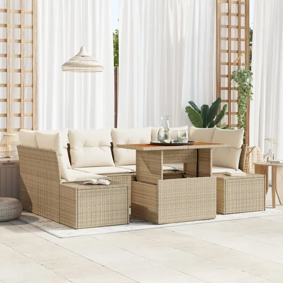 Have Spisebordssæt 7 Dele Beige og Creme 100 x 55 x 73 cm