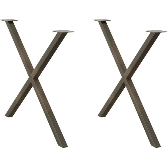 vidaXL X-formet spisebordsben 2 stk. naturstål 90x(72-73) cm
