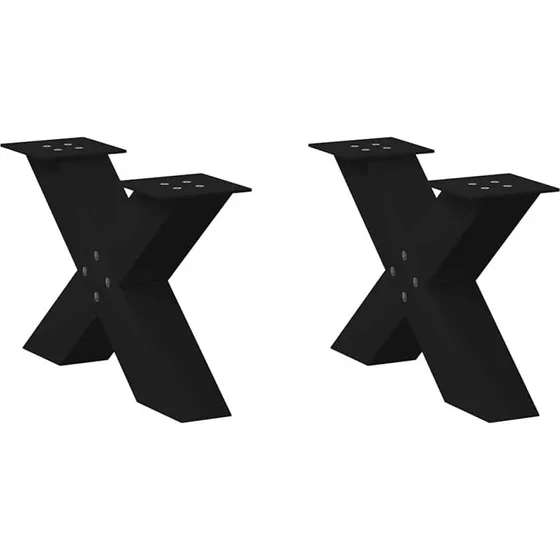 vidaXL X-Formet Sofa- og Spisebordsben 2 stk. Sort 50x(30-31) cm Stål