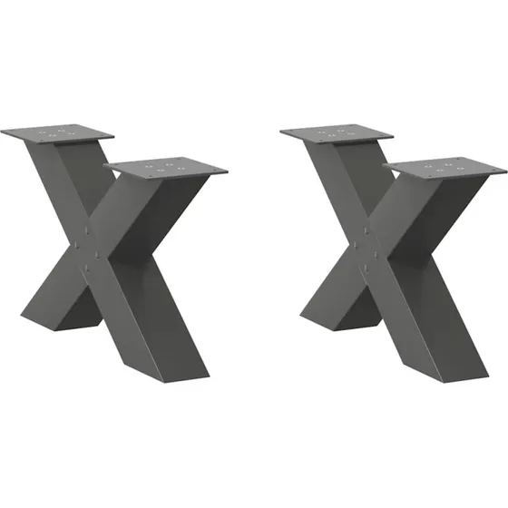 vidaXL X-Formet Sofabordsben 2 stk. Antracit 60x(30-31) cm Stål