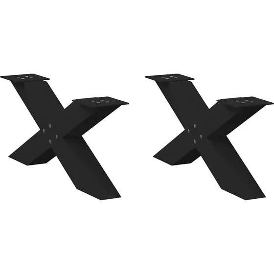 vidaXL sofabordsben X-formet 2 stk. sort 70 x (30-31) cm stål