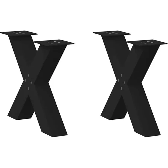 vidaXL X-formet sofabordsben 2 stk. sort 50x(42-43) cm stål