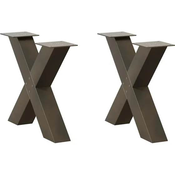vidaXL sofabordsben X-formet 2 stk. naturstål 50x(42-43) cm