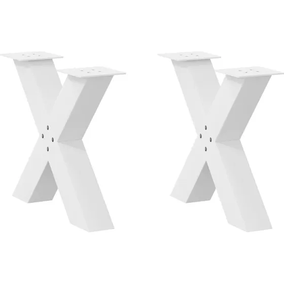 vidaXL X-formet sofabordsben 2 stk. hvid 60 x (42-43) cm stål