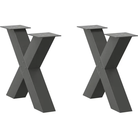 vidaXL sofabordsben X-formet 2 stk. antracit 60 x (42-43) cm stål