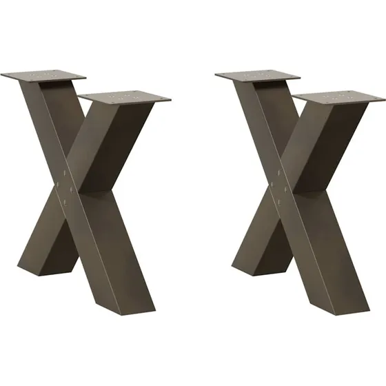 vidaXL sofabordsben X-formet 2 stk. naturstål 60x(42-43) cm