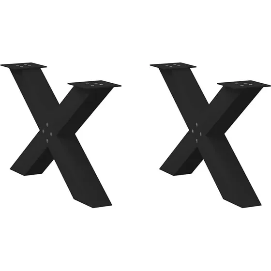 vidaXL sofabordsben X-formet 2 stk. sort 70 x (42-43) cm stål