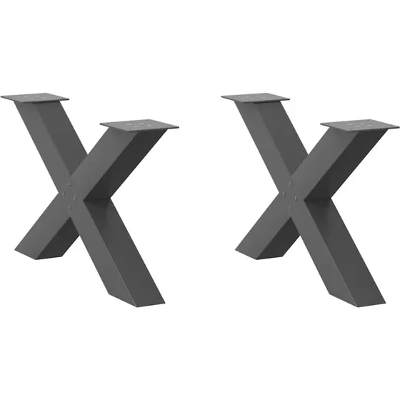 vidaXL X-formet sofabordsben 2 stk. antracit 70 x (42-43) cm stål
