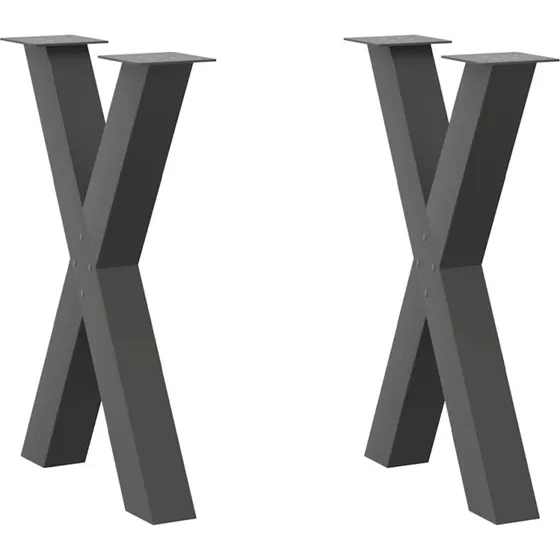 vidaXL X-Formet Spisebordsben 2 stk. Antracit 60 x (72-73) cm Stål