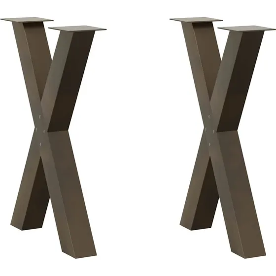 vidaXL X-formet spisebordsben 2 stk. naturstål 60 x (72-73) cm