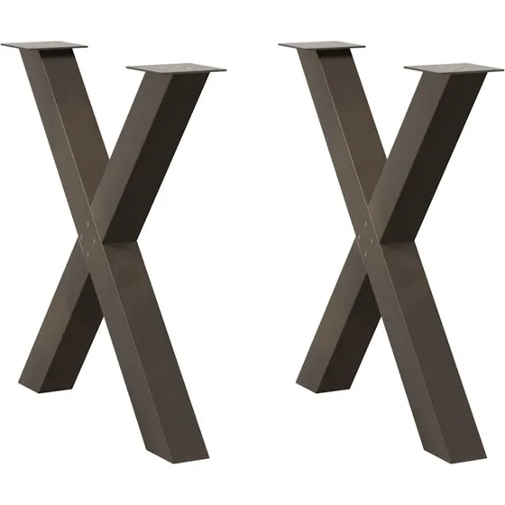 vidaXL X-formet spisebordsben 2 stk. naturstål 70 x (72-73) cm