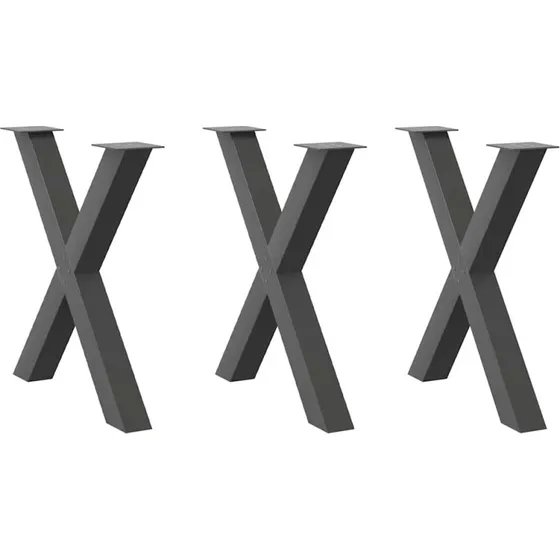 vidaXL X-formet spisebordsben 3 stk. antracit 70 x (72-73) cm stål