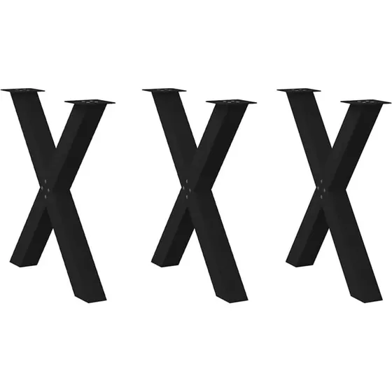 vidaXL spisebordsben X-formet 3 stk. sort 80 x (72-73) cm stål