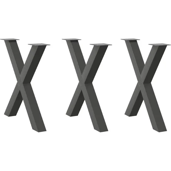 vidaXL X-Formet Spisebordsben 3 stk. Antracit 80x(72-73) cm Stål