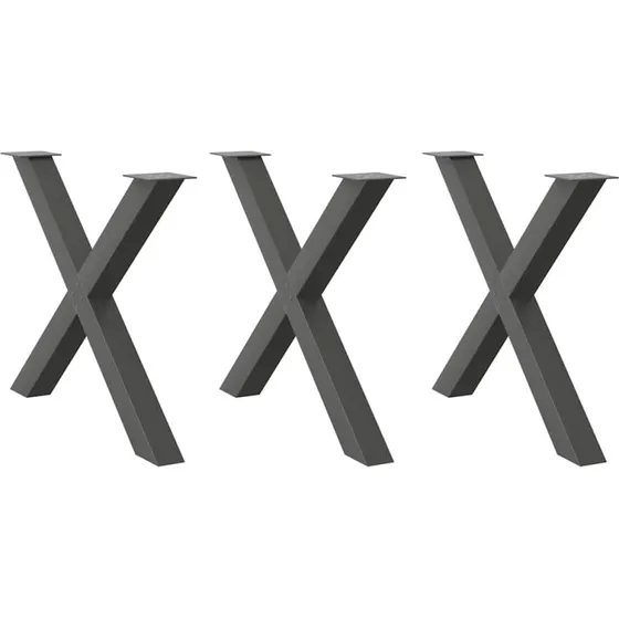 vidaXL X-Formet Spisebordsben 3 stk. Antracit 90x(72-73) cm Stål