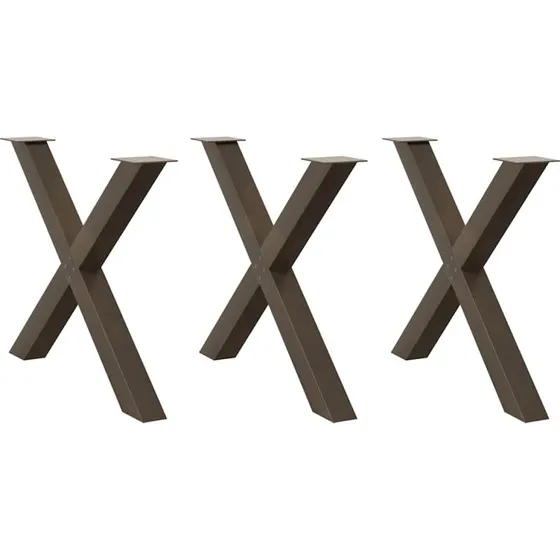 vidaXL X-formet spisebordsben 3 stk. naturstål 90x(72-73) cm