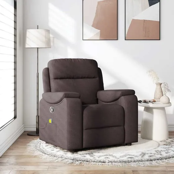 vidaXL Massagestol Stof Mørkebrun