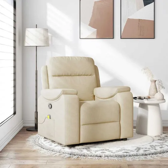 vidaXL Massagestol Stof Cremefarvet