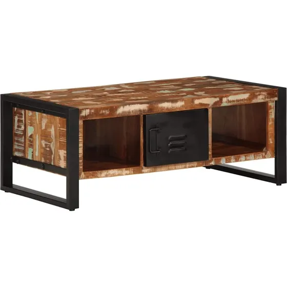 vidaXL Sofabord 90x50x36 cm massivt genbrugstræ flerfarvet