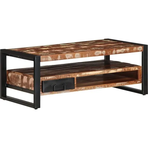 vidaXL sofabord 90x50x36 cm massivt genbrugstræ flerfarvet