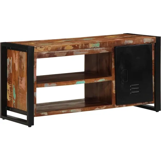 vidaXL Skobænk 100 x 40 x 50 cm, Flerfarvet, Massivt Genbrugstræ