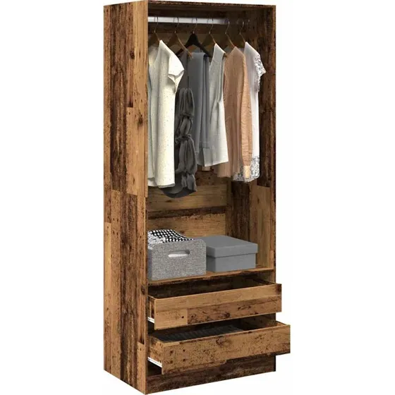 vidaXL Klædeskab 80x50x200 cm Konstrueret Træ Gammelt Træ-look
