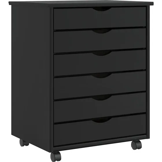 vidaXL Skuffeskab MOSS massivt fyrretræ sort 53 x 39 x 65,5 cm