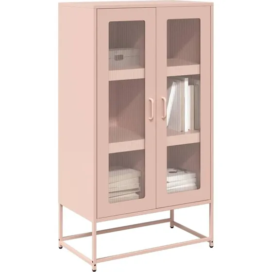 vidaXL Højskab 68x39x123 cm stål lyserød