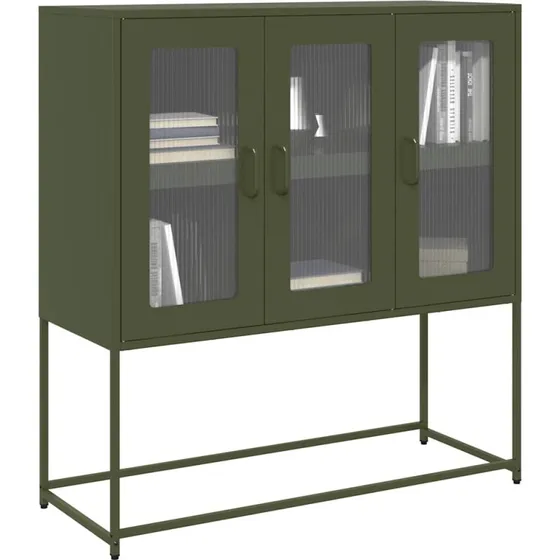 vidaXL Skab 100,5x39x107 cm koldvalset stål olivengrøn