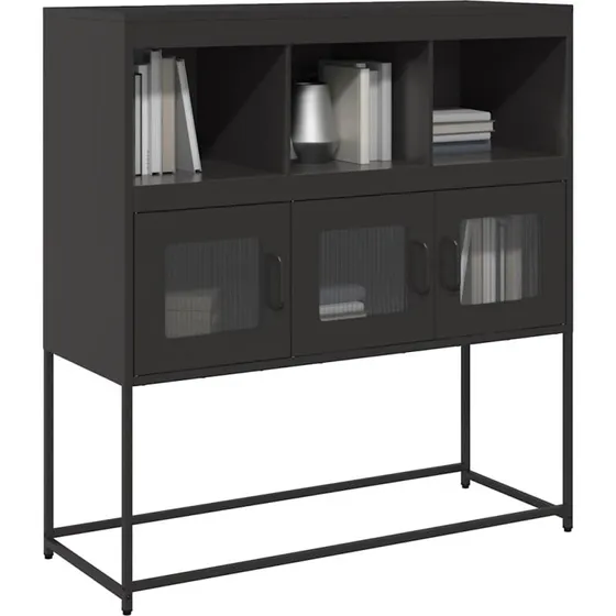 vidaXL Skænk 100,5x39x107 cm koldvalset stål sort