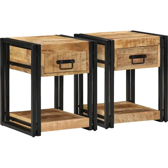 vidaXL Sengeskabe 2 stk 40x40x50 cm massivt ru mangotræ