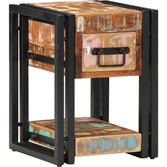 vidaXL Natskab 2 stk Flerfarvet 30 x 30 x 40 cm Massivt Genbrugstræ