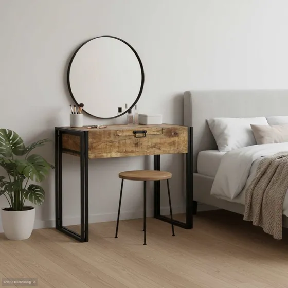 vidaXL Soveværelsessminkeborde Brun 90 x 50 x 75 cm, Massivt Mangotræ