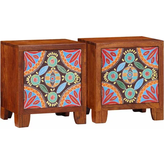 vidaXL Sengeborde 2 stk. 40x30x45 cm massivt akacietræ