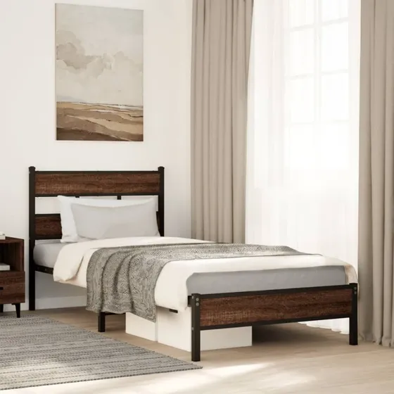vidaXL Sengeramme 90x190 cm Metal Brun Eg