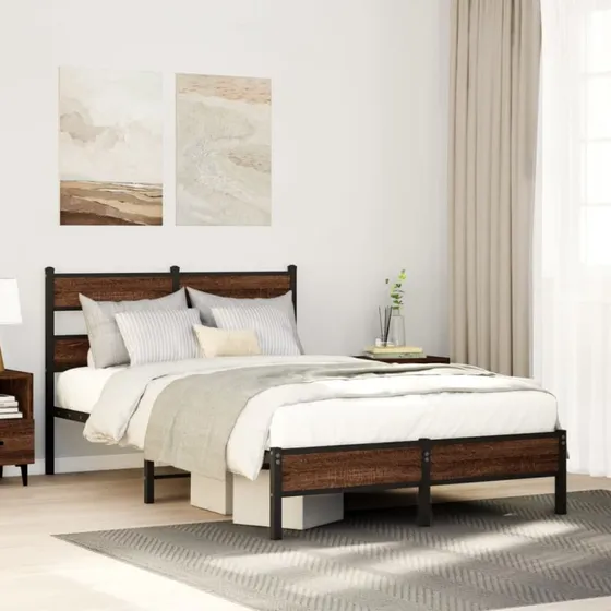 vidaXL Sengeramme 120x190 cm Metal Brun Eg