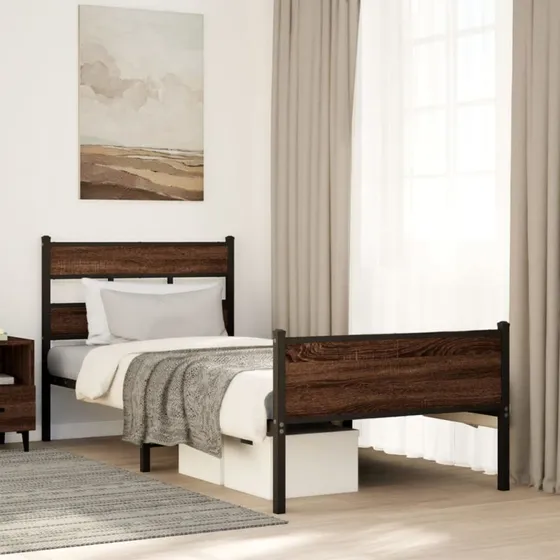 vidaXL Sengeramme 90x190 cm Metal Brun Eg