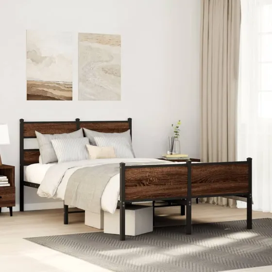 vidaXL Sengeramme 120x190 cm Metal Brun Eg