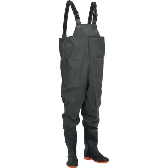 vidaXL Waders med støvler, str. 45, mørkegrøn