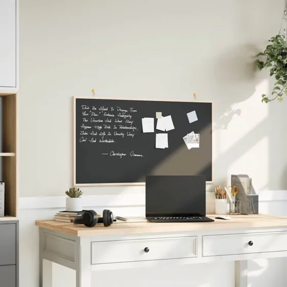 vidaXL Tavle med ramme af massivt fyrretræ, sort, 100x55 cm