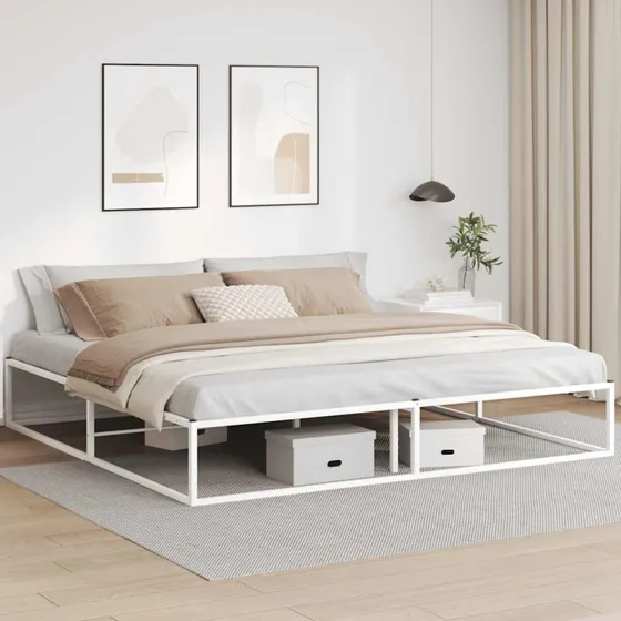 vidaXL Sengestel Metal 200x200 cm Hvid