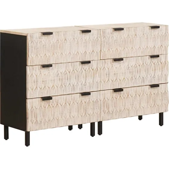 vidaXL Sideboard 2-tiers Hvid Vask Finish 60 x 33 x 75 cm