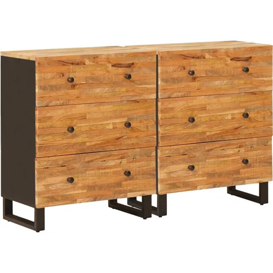 vidaXL Sideboard 2-tomme Brun 60 x 33 x 75 cm Massivt Mangotræ
