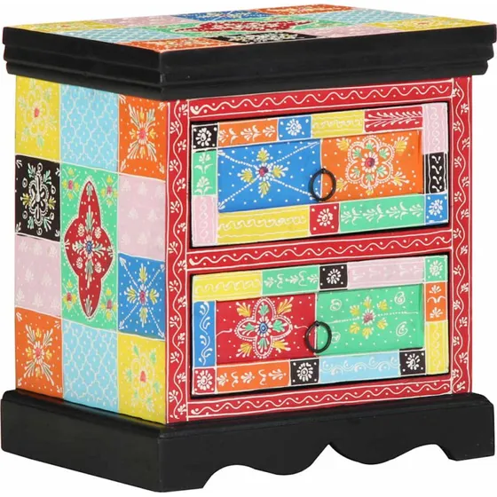vidaXL Natskab 2 stk Flerfarvet 40 x 35 x 45 cm Massivt Mangotræ