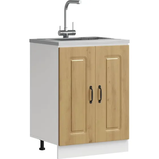 vidaXL Underskab Kalmar 60x46x81,5 cm, Konstrueret Træ, Egetræ