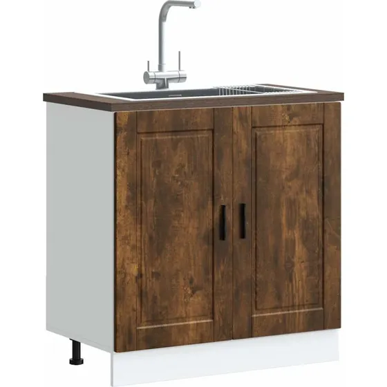 vidaXL Porto Underskab til Vask 80x46x81,5 cm, Røget Eg